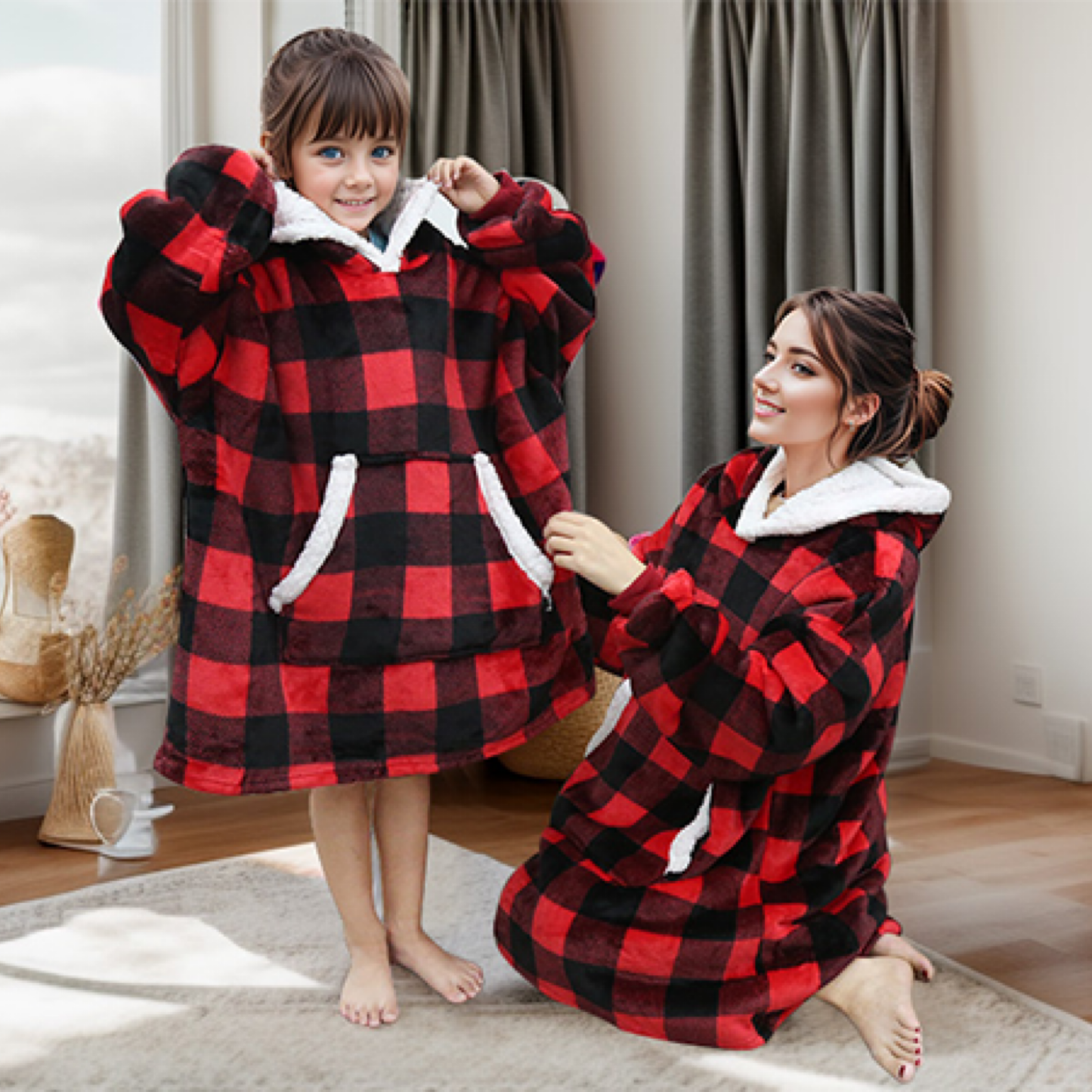 RASPRODAJA - Plišano duks ćebe sa rukavima i kapuljačom