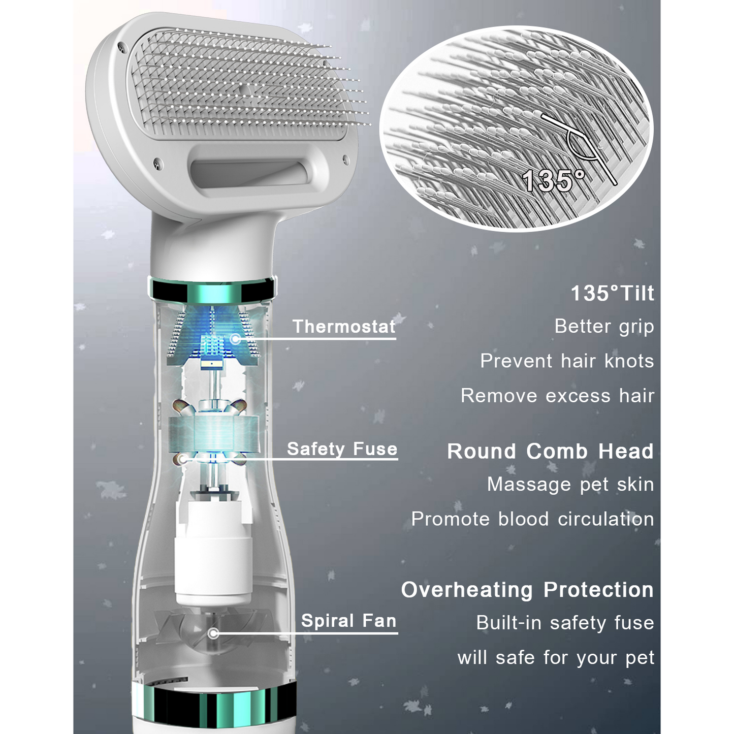 Premium "2u1" četka-fen za pse i mačke